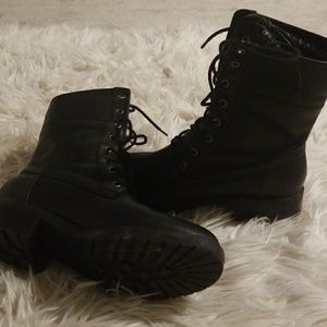 Women's pina black combat boots